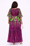 Zaria Abstract Pleated Maxi Dress(PURPLE)