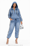 Denim Luxe Stretch Jogger Set(Denim)