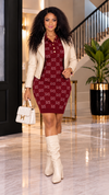 Monogram Luxe Sweater Knit Dress(Wine)
