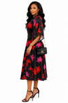 Elegant Belle Belted Flare Midi Dress(Multi)