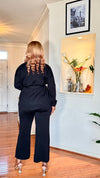 Luxe 3-Piece Belted Longsleeve Knit set(Black)