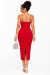 Scarlet Luxe Crystal Bloom Bandage Dress(Red)