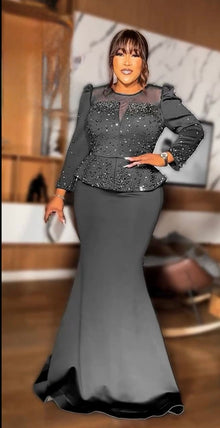  Black Royale Couture Beaded Mermaid Gown