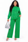 PREORDER 06– GREEN 2- PIECE KNIT PANT SET