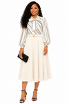 Executive Elegance Bow Midi Dress(Cream)