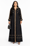 Midnight Luxe Leopard Trim Shirt Maxi Dress