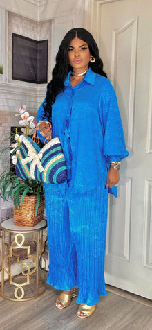  Royal blue FRONT Button top /palazzo pant set(PREORDER)