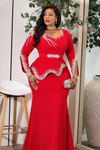 Red Empress Couture Beaded Mermaid Gown