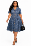 Blue Leopard Denim Shirt Dress