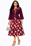 Royal Elegance Jacket & Midi Dress Set(Wine)