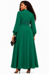 Elegance Belted Maxi Dress(Green)