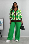 PREORDER 25 GREEN 2- PIECE  KNIT PANT SET