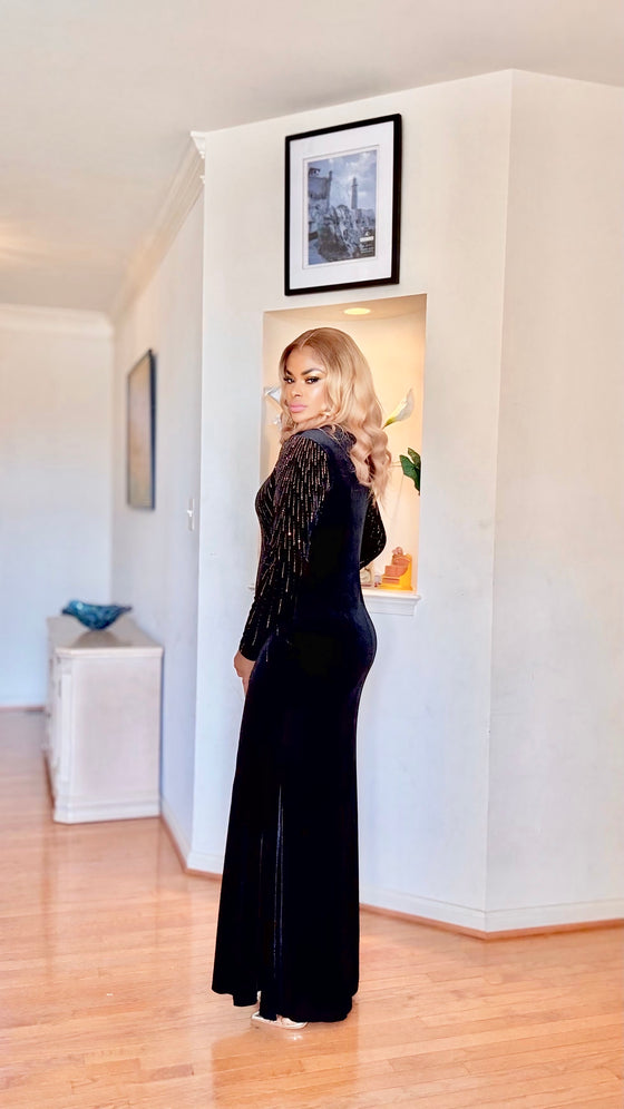 Starlight Radiance Velvet Gown(BLACK)