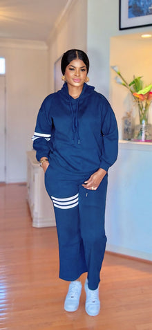  Navy Stripe Chic Jogger Set