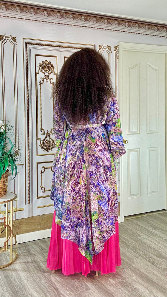 2 piece multi color Painted Bloom MIYAKI Pleated Set(PREORDER)
