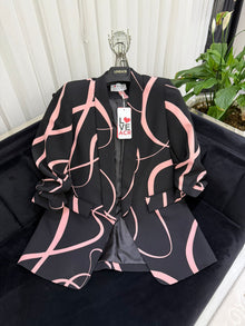  Pink and black abstract blazer