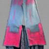 Pink/Blue Flame Studded Wide-Leg Denim(Bottom)