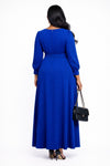 Regal Flow Belted Maxi Dress(Royal Blue)