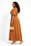 Rosette Grace belted Maxi Dress(Brown)