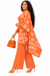 PREORDER 34 -ORANGE 3-PIECE  KNIT PANT SET