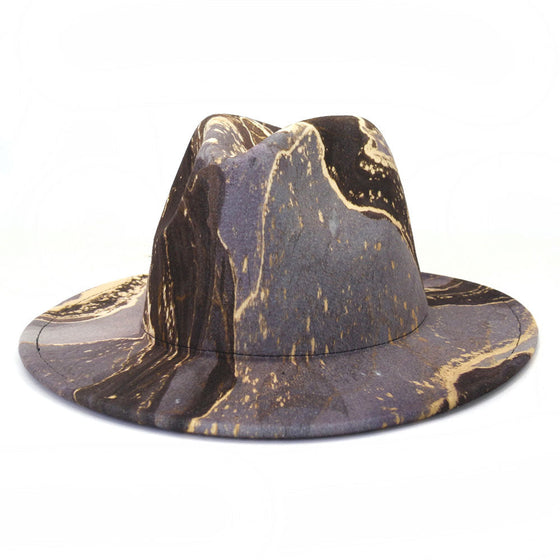 Marble Swirl Wool Fedora Hat(gray)