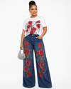 🌺 Ruby Bloom Luxe Stretch Denim Set(Blue)