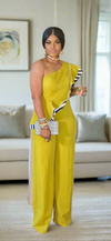 ONE SHOULDER SLEEVELESS JUMPSUIT ( LEMON)