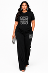 Black Luxe Rhinestone Pant Set