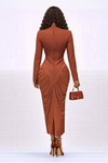 Aurelia Sculpt Luxe Bandage Midi Dress(Brown)