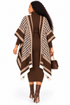 PREORDER 41- BROWN- 2PIECE PONCHO SWEATER DRESS.