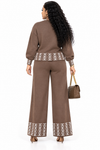 PREORDER 38- BROWN 2PIECE  KNIT PANT SET