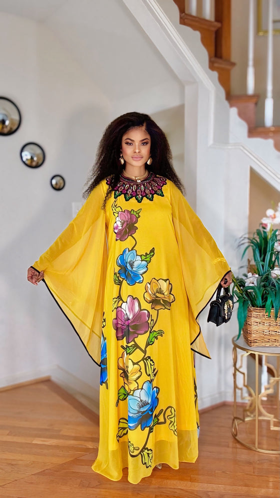 Sunshine Bloom Floral Kaftan