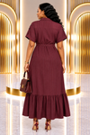 THE SAVANNAH STRIPE BELTED MAXI DRESS(WINE)