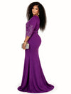 RHINESTONE PEPLUM MAXI DRESS(PURPLE)