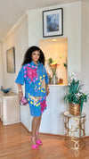 Floral Bloom Sequin Denim Set(blue)
