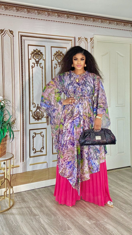 2 piece multi color Painted Bloom MIYAKI Pleated Set(PREORDER)