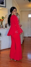 COUTURE 2PCS PALAZZO PANT SET(RED)