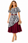 Wine Zebra Luxe Midi Dress