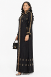 Midnight Luxe Leopard Trim Shirt Maxi Dress