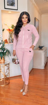 Hoodie 2pcs joggers knit set(Pink)