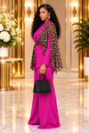 THE WILD ELEGANCE LEOPARD PANT SUIT SET(PINK)