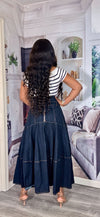 High-Waist Flare Denim Maxi Skirt