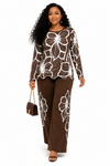 PREORDER 31- BROWN 2- PIECE  KNIT PANT SET