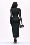 Midnight Lace Royale Contour Bandage Dress(Black)