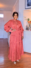 Rosewood Tiered Ruffle Maxi Dress(Burnt orange)