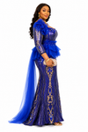 Celestial Regal Peplum Illusion Maxi Dress(Blue)