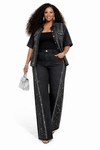 Noir Crystal Luxe Denim Palazzo Set