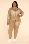 Glam Varsity Sequin Jogger Set(Tan/Back)