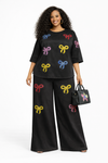 Black Ribbon Statement Palazzo Set