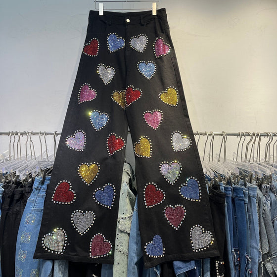 Studded Candy Heart Denim